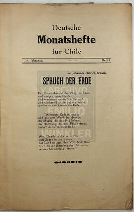 Deutsche Monatshefte für Chile. 14° año, Número n°1 1933
