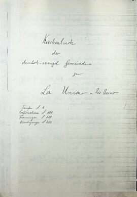 Registro de la comunidad de la Iglesia Evangelica Alemana en La Unión y Rio Bueno