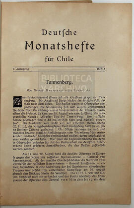 Deutsche Monatshefte für Chile. 7° año, Número n°8, 1927