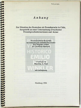 Zur Situation des Deutschen als Fremdsprache in Chile, dargestellt an einer Untersuchung erwachsener Fremdspachenlernerinnen und -lerner
