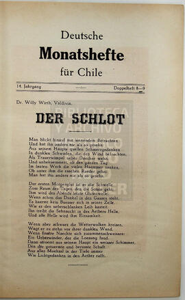 Deutsche Monatshefte für Chile. 14° año, Número n°8-9 1933