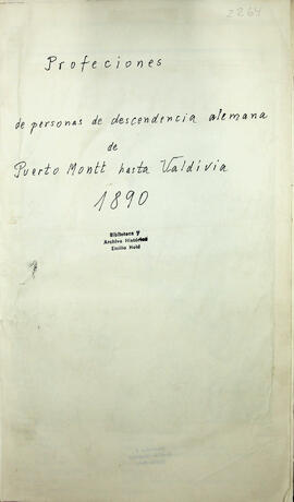 Profeciones de personas de descendencia alemana de Puerto Montt a Valdivia 1890