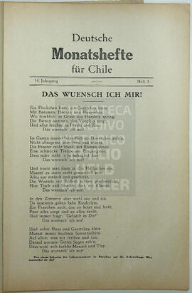 Deutsche Monatshefte für Chile. 14° año, Número n°3 1933