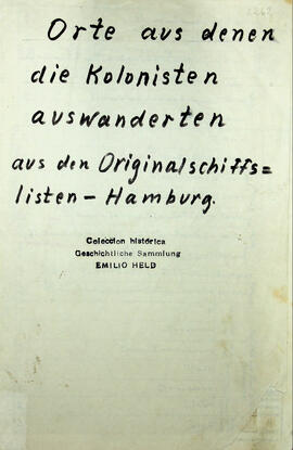 Lugares de donde emigraron los colonos de los barcos originales listado de Hamburgo