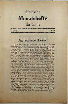 Deutsche Monatshefte für Chile. Año 15, número 1