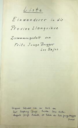 Lista de inmigrantes en la provincia de Llanquihue