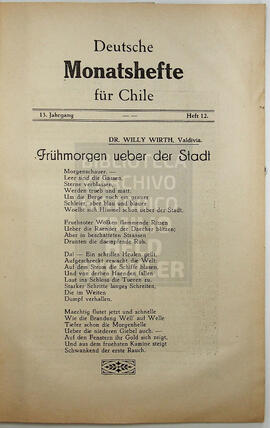 Deutsche Monatshefte für Chile. 13° año, Número 12, 1933