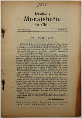 Deutsche Monatshefte für Chile. Año 15, número 7/8